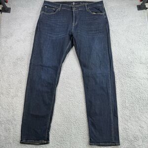 S‎ 7 For All Mankind Jeans Mens 40x33 Blue The Straight Dark Wash Stretch Denim